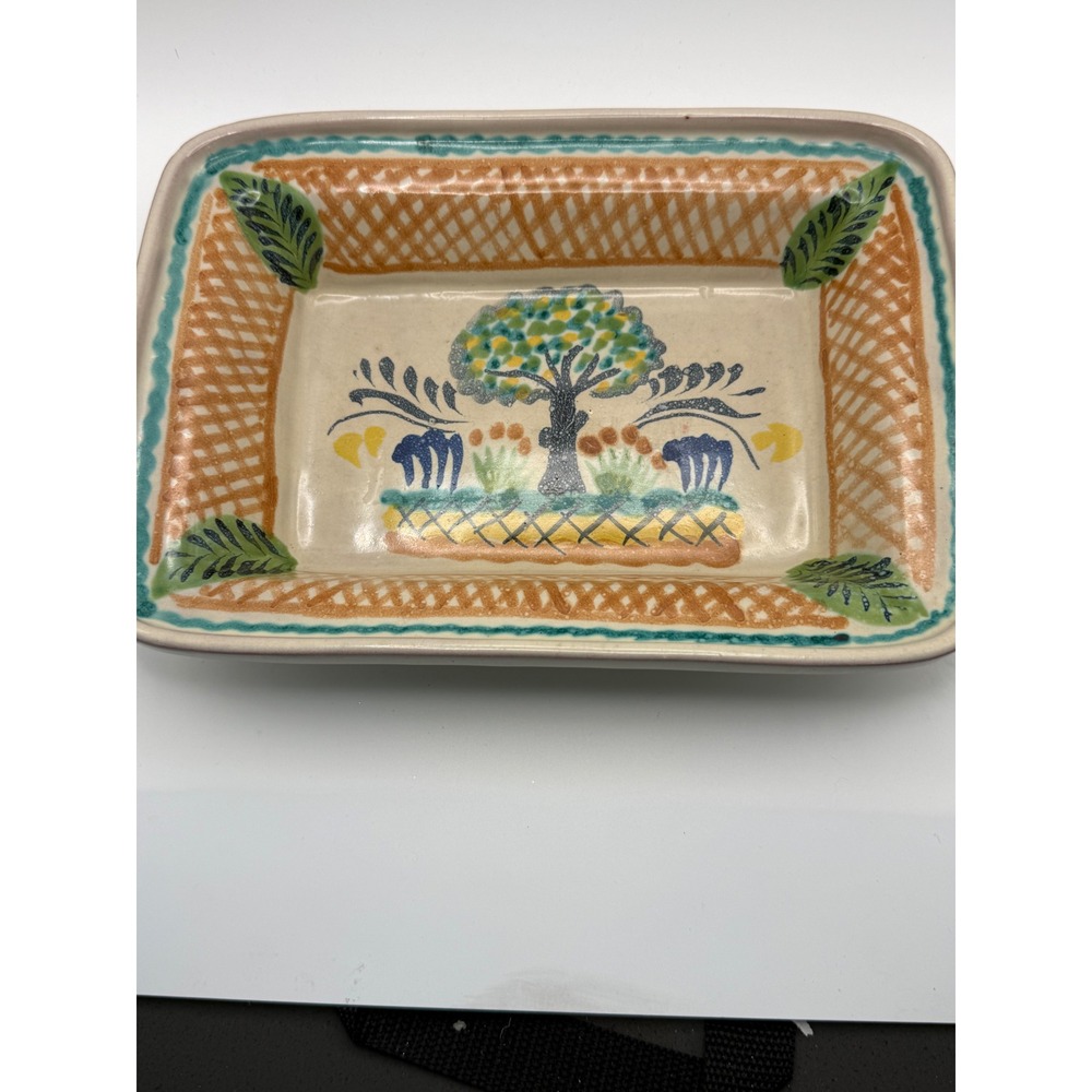 GTO Mexico Talavera Pottery Hand Painted Tree of Life Rectangular Serving Dish